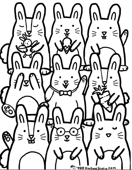 Bunch of Bunnies Coloring Page