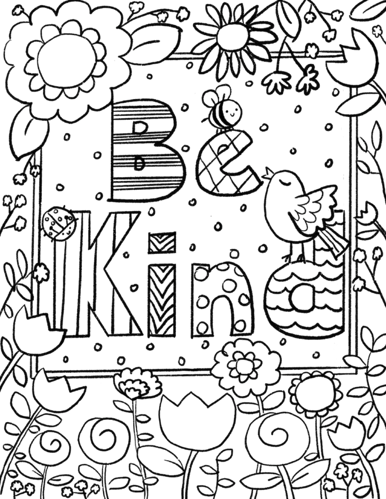 Be Kind Coloring Page Preschool Coloring Pages