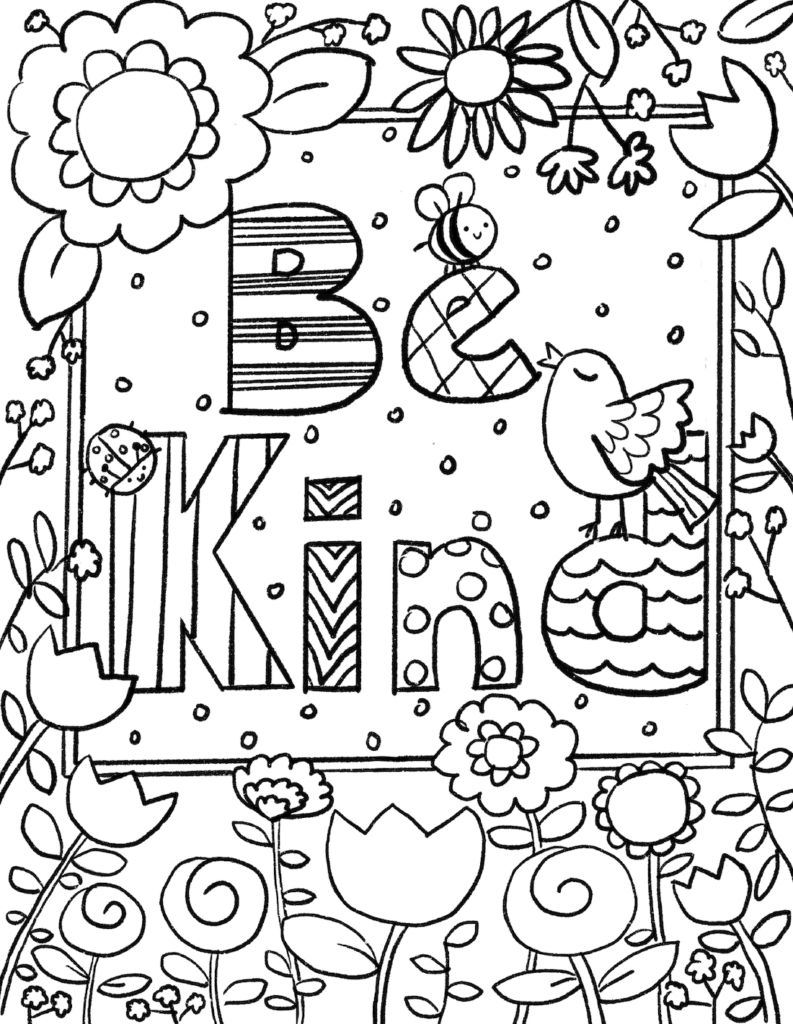 be kind coloring page coloring papers for kids 6 printable coloring